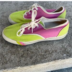 Retro Y2K Pink and Green Canvas Sneakers